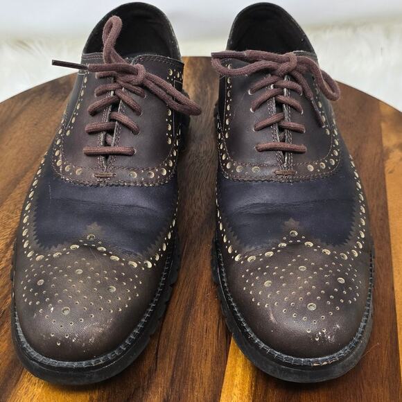 Cole Haan ZeroGrand  Brogue Brown Black Design Men's Dress Shoes 8.5 - Picture 1 of 9